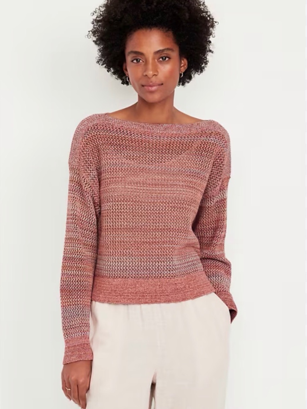 NWOT Old Navy Boat-Neck Open-Stitch Sweater XS